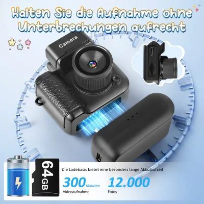 Appareil photo numérique rétro compact noir – image 3