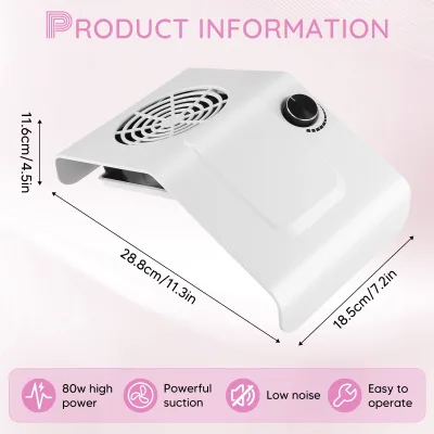 Aspirateur de poussière d'ongles 80 W réglable – image 2