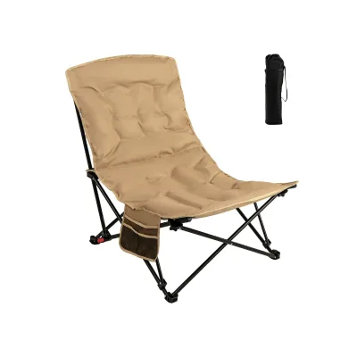 Chaise de camping pliante kaki à dossier réglable – image 2