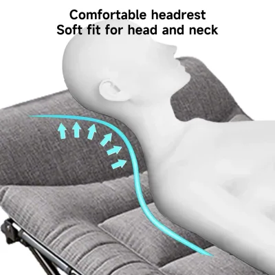 Chaise longue pliante grise avec oreiller intégré – image 2