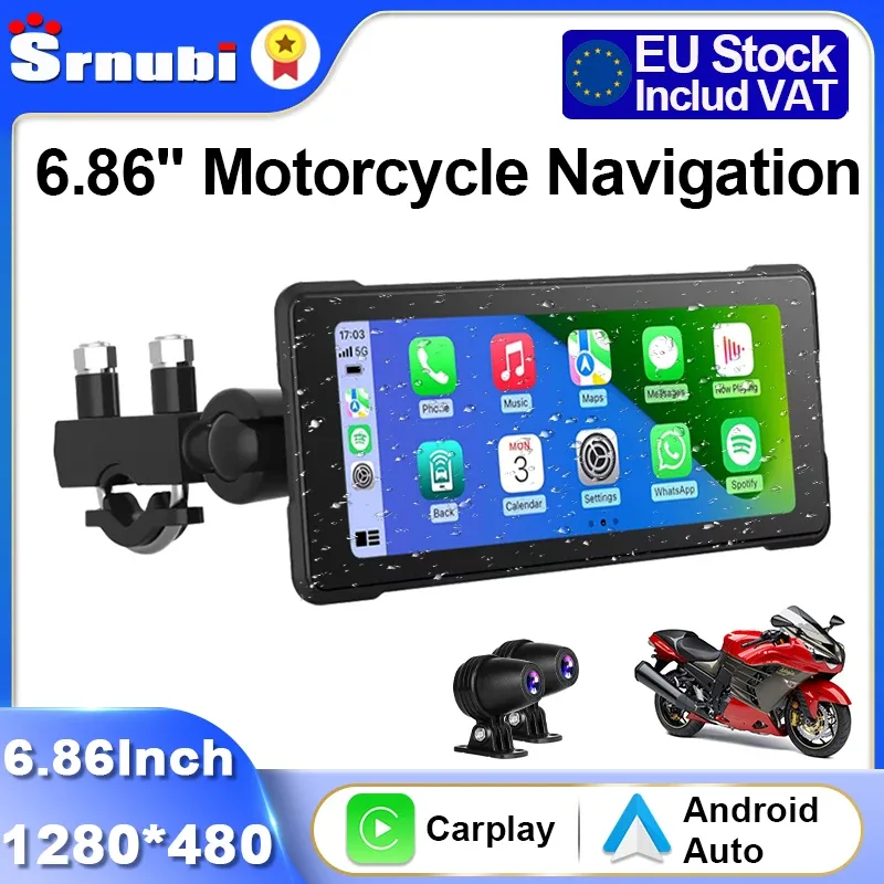 Écran GPS de moto tactile sans fil avec enregistreur