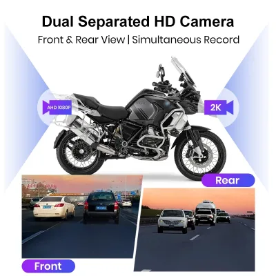 Écran GPS moto tactile avec double caméra – image 2