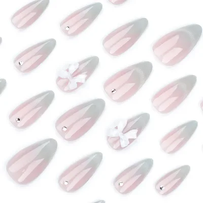 Faux ongles à presser œil de chat, forme amande – image 2