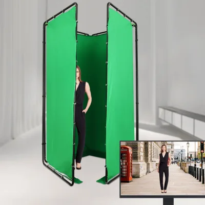 Fond vert photo en polyester avec support – image 2