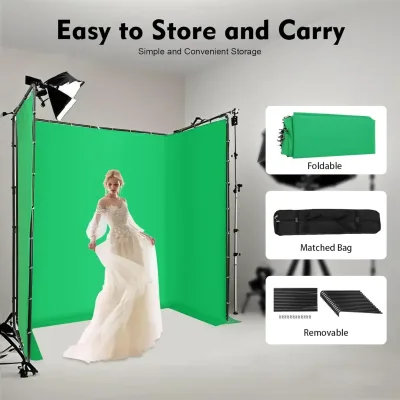 Fond vert photo en polyester avec support – image 3