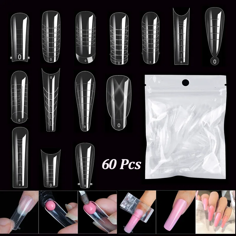 Formes d'extension d'ongles transparentes, 60 pièces