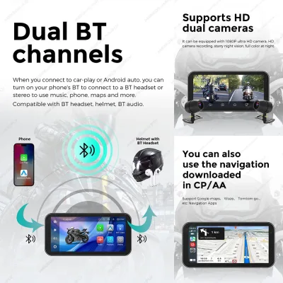 GPS moto sans fil écran 16 cm étanche CarPlay – image 3
