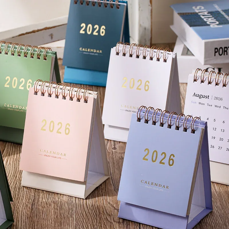 Mini calendrier de bureau en papier coloris Morandi