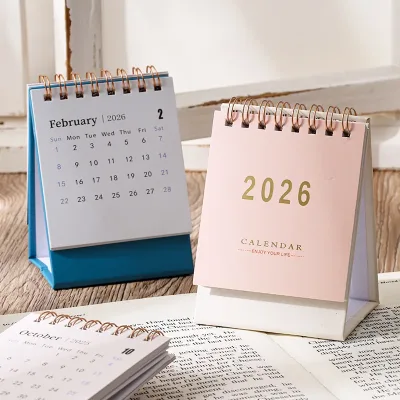 Mini calendrier de bureau en papier coloris Morandi – image 2