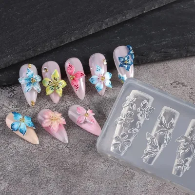 Moule à ongles 3D en silicone motif hibiscus