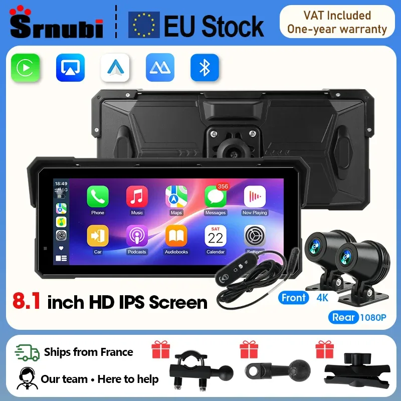 Navigateur moto écran 8,1 pouces double Bluetooth