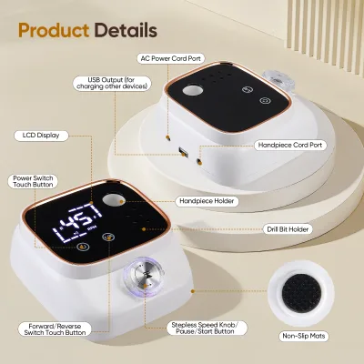 Perceuse à ongles électrique avec écran LCD – image 2