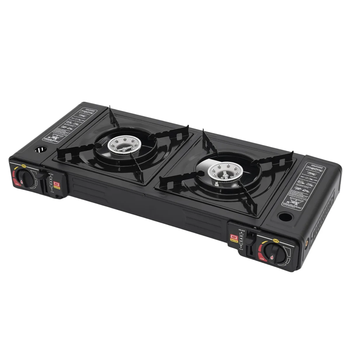 Réchaud de camping portable à 2 brûleurs en fer