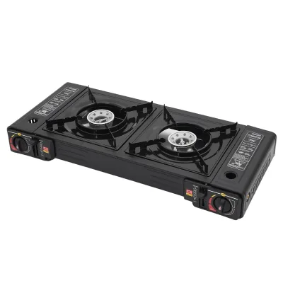 Réchaud de camping portable à 2 brûleurs en fer