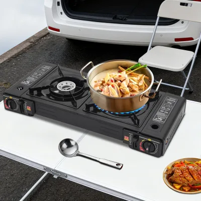 Réchaud de camping portable à 2 brûleurs en fer – image 2