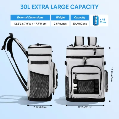 Sac à dos isotherme 30 L en nylon, double étage – image 2