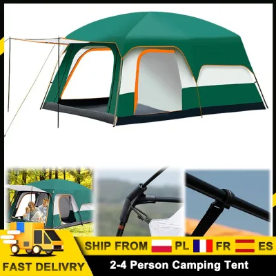Tente de camping familiale avec moustiquaire