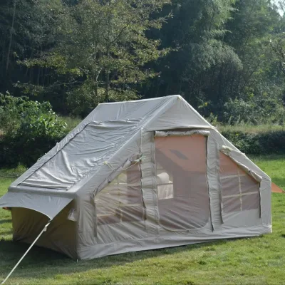 Tente de camping gonflable beige 4 à 6 personnes