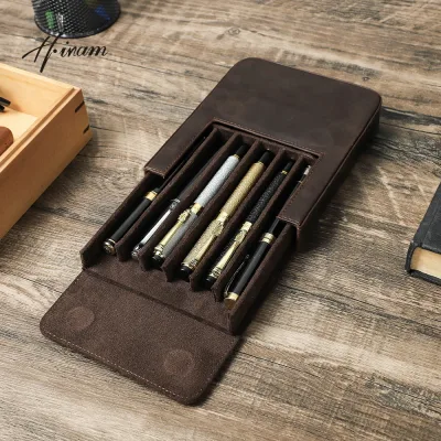 Trousse à crayons en cuir véritable, format de poche – image 2