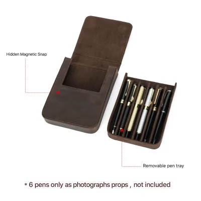 Trousse à crayons en cuir véritable, format de poche – image 3